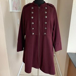 Torrid Burgundy Military Coat Size 4